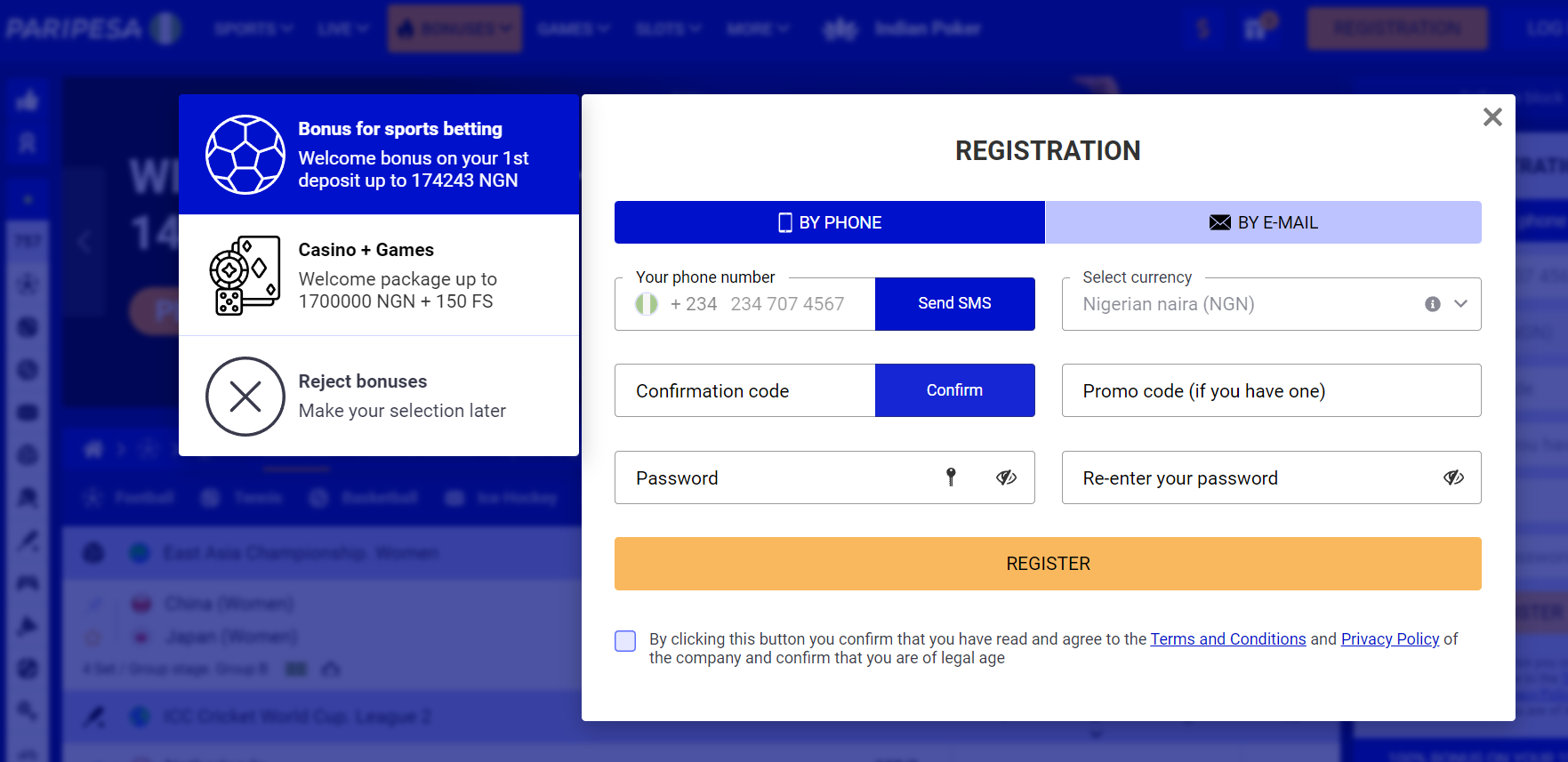 Paripesa Registration